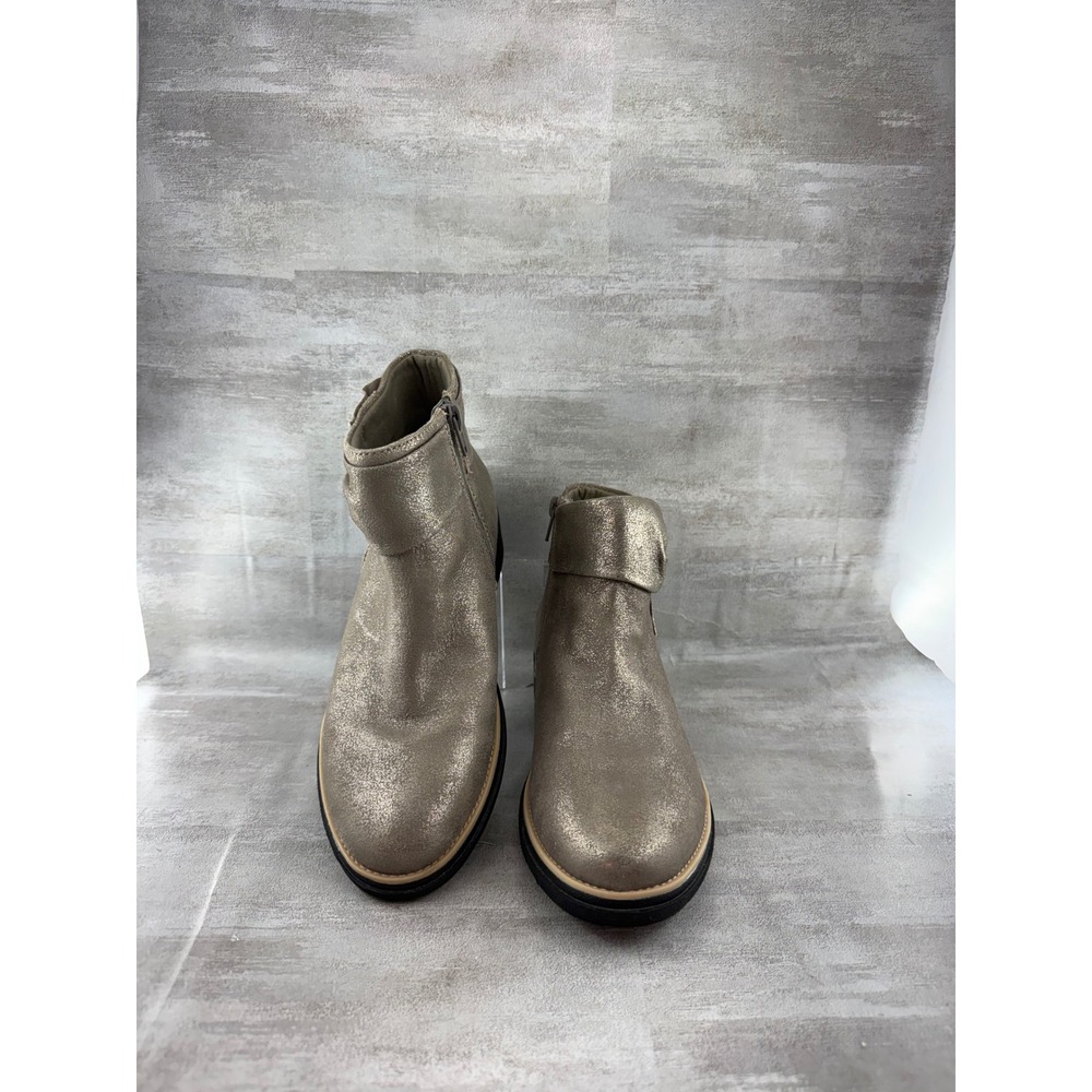 Clarks Women Metallic Pewter Bow Detail Wedge Ankle Boots 261473674050 Size 7.5M